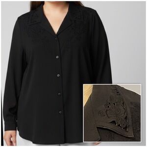 😍SHOW SPECIAL - ALIA Black Embroidered Neckline Shirt size 16